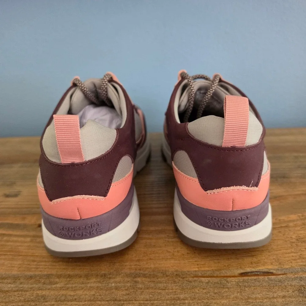 Rockport‎ Works Womens Composite Toe Work Sneakers Burgundy Pink Grey 12